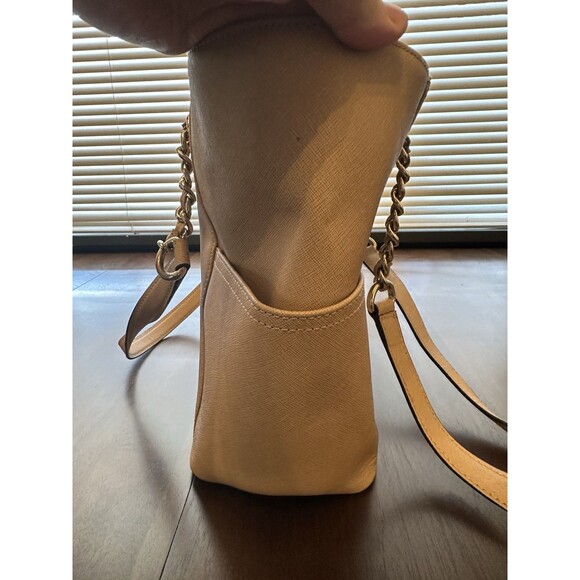 Calvin Klein Beige Saffiano Leather Chain-Trimmed Tote Bag - Picture 9 of 9